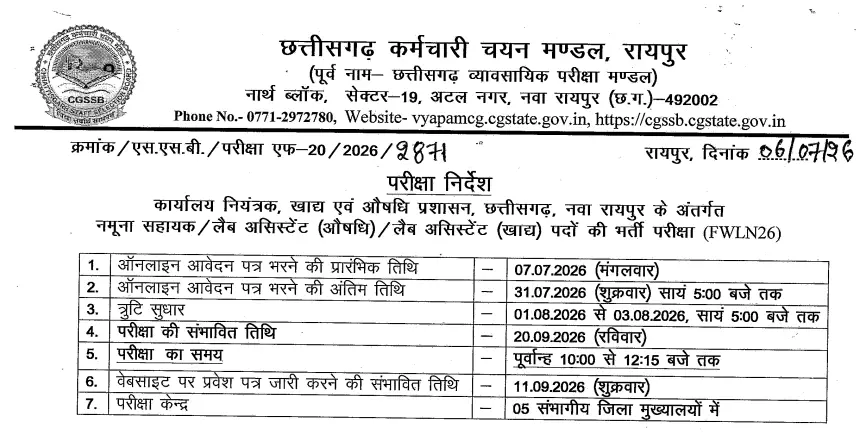 CGSSB Vacancy 2026 Eligibility